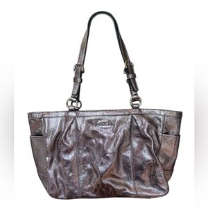 Vintage Coach Metallic Pewter Handbag F17721